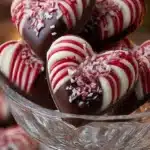 Delicious candy cane chocolate hearts for holiday treats