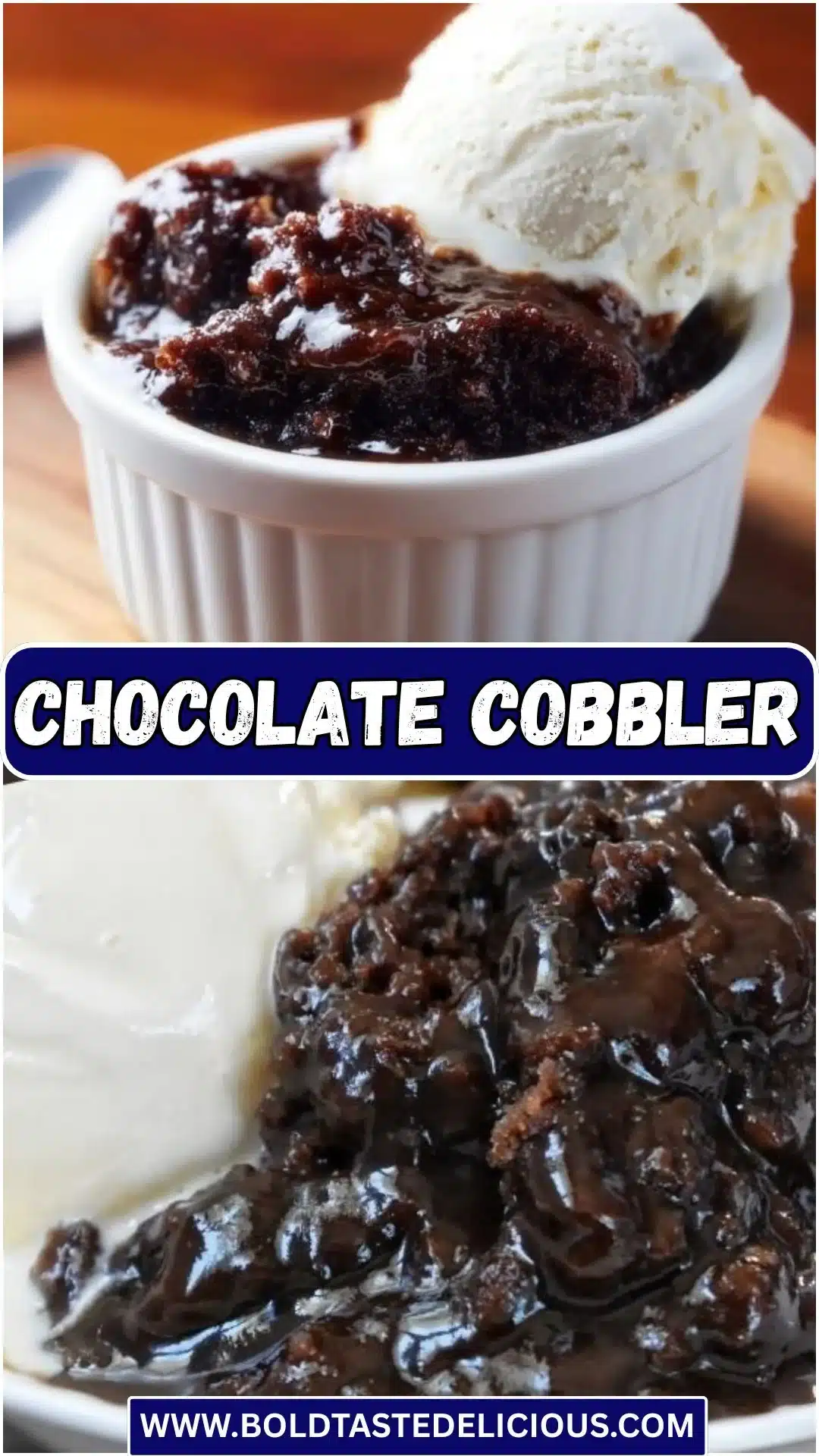 Delicious homemade chocolate cobbler served in a dish