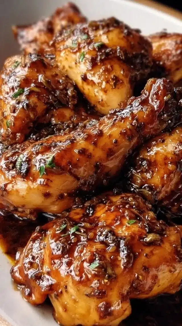 Coca-Cola glazed chicken served with vibrant vegetables on a plate