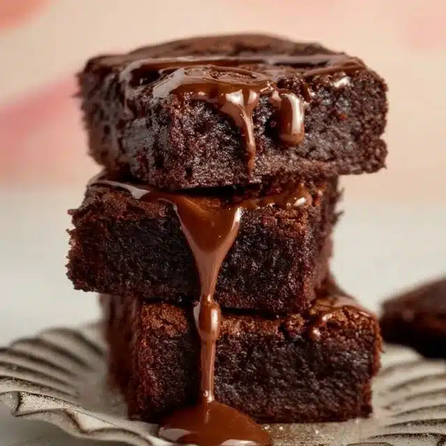 Delicious flourless pumpkin brownies topped with chocolate drizzle