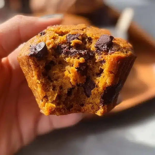 Gluten free pumpkin muffins baked fresh and served on a wooden table.