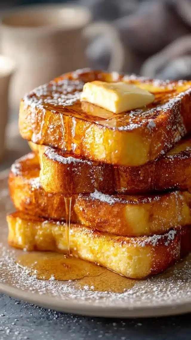 Delicious slice of Hawaiian Roll French Toast topped with syrup and berries