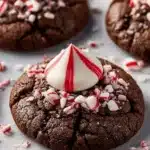 Delicious peppermint chocolate blossom cookies with festive sprinkles.