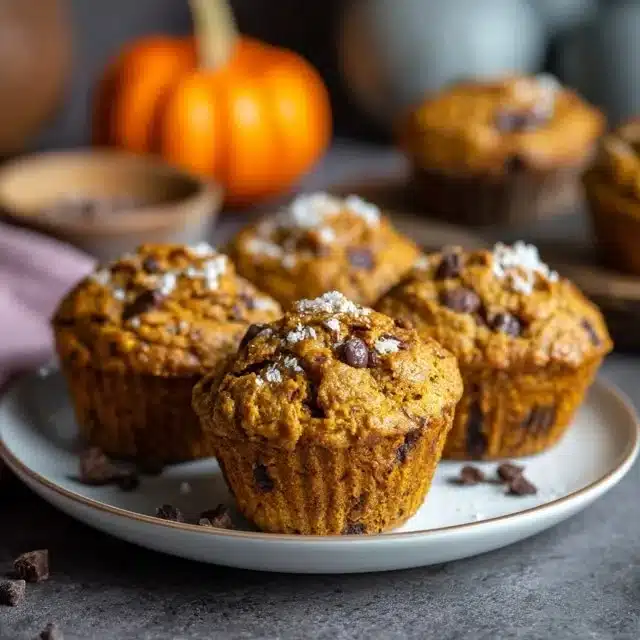 Freshly baked pumpkin protein muffins on a wooden table