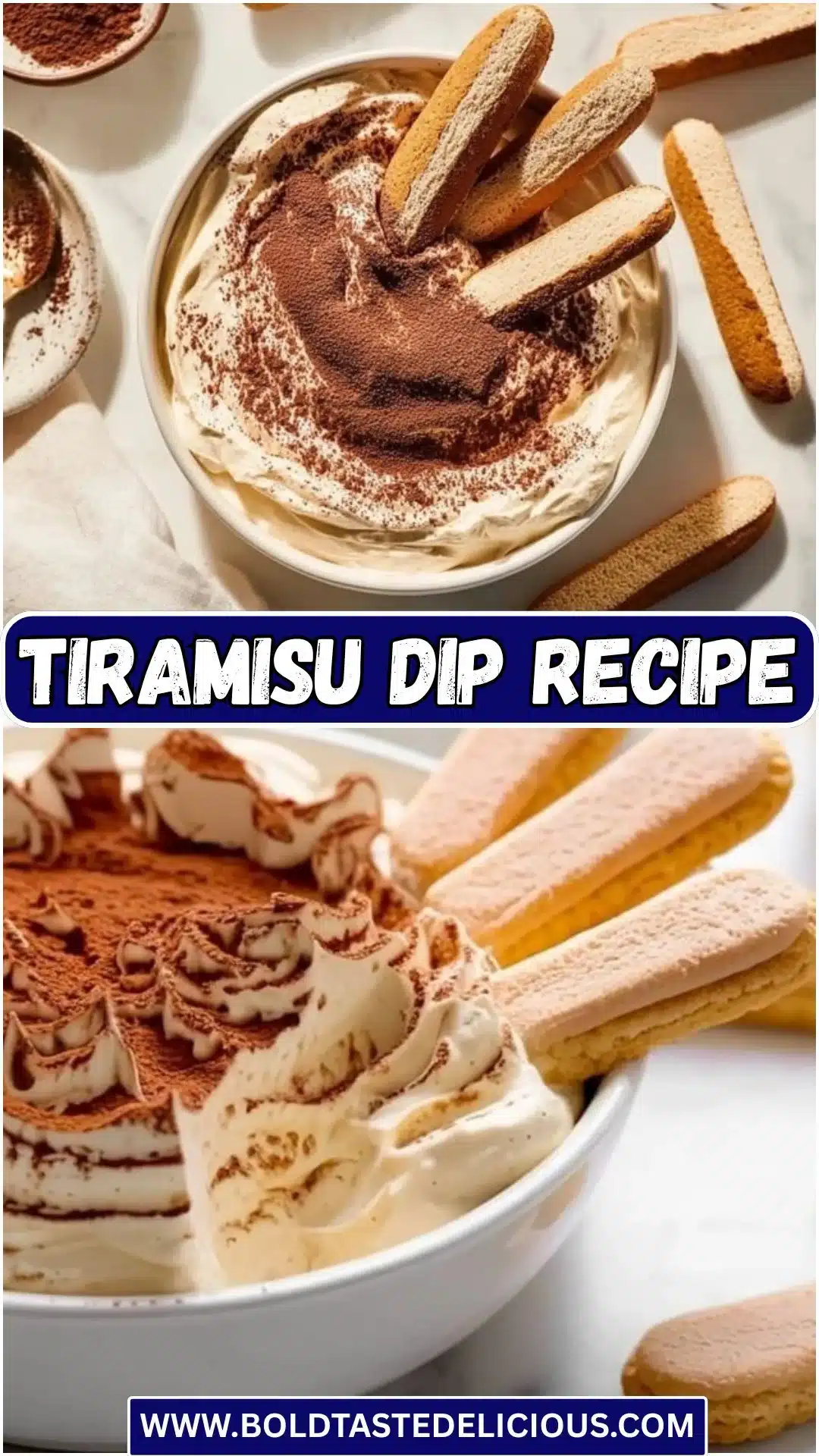 Delicious tiramisu dip served in a bowl with biscuits for dipping