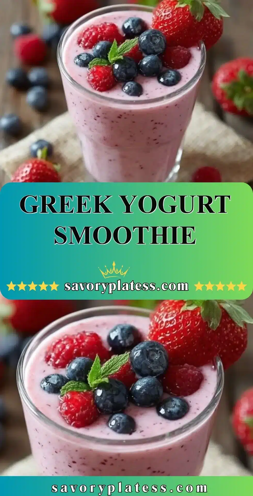 Fresh Greek yogurt smoothie with fruits in a glass