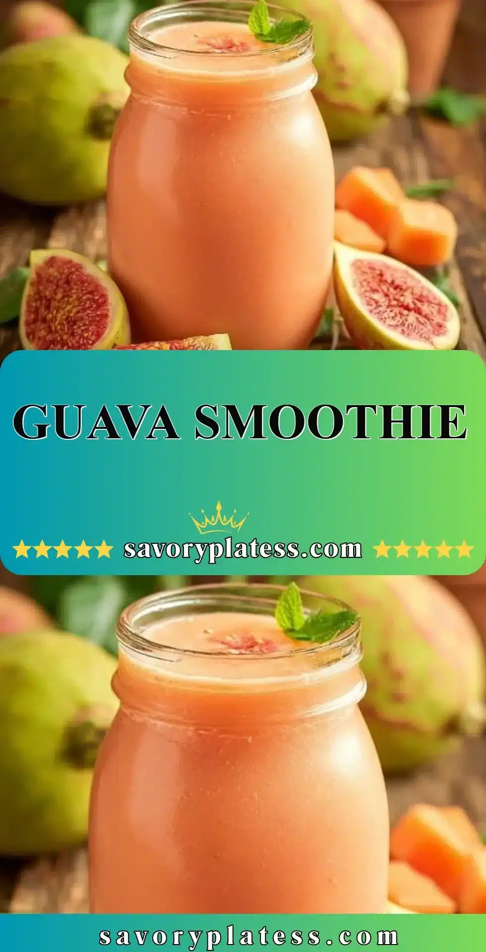 Guava Smoothie 2 Delicious guava smoothie in a glass with fresh fruit and a straw