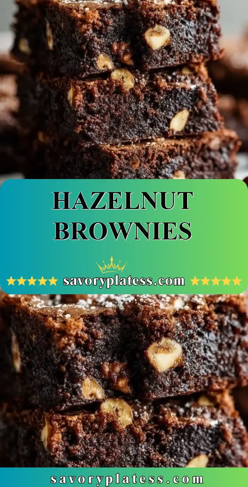 Hazelnut Brownies 2 Delicious homemade hazelnut brownies topped with crushed hazelnuts.