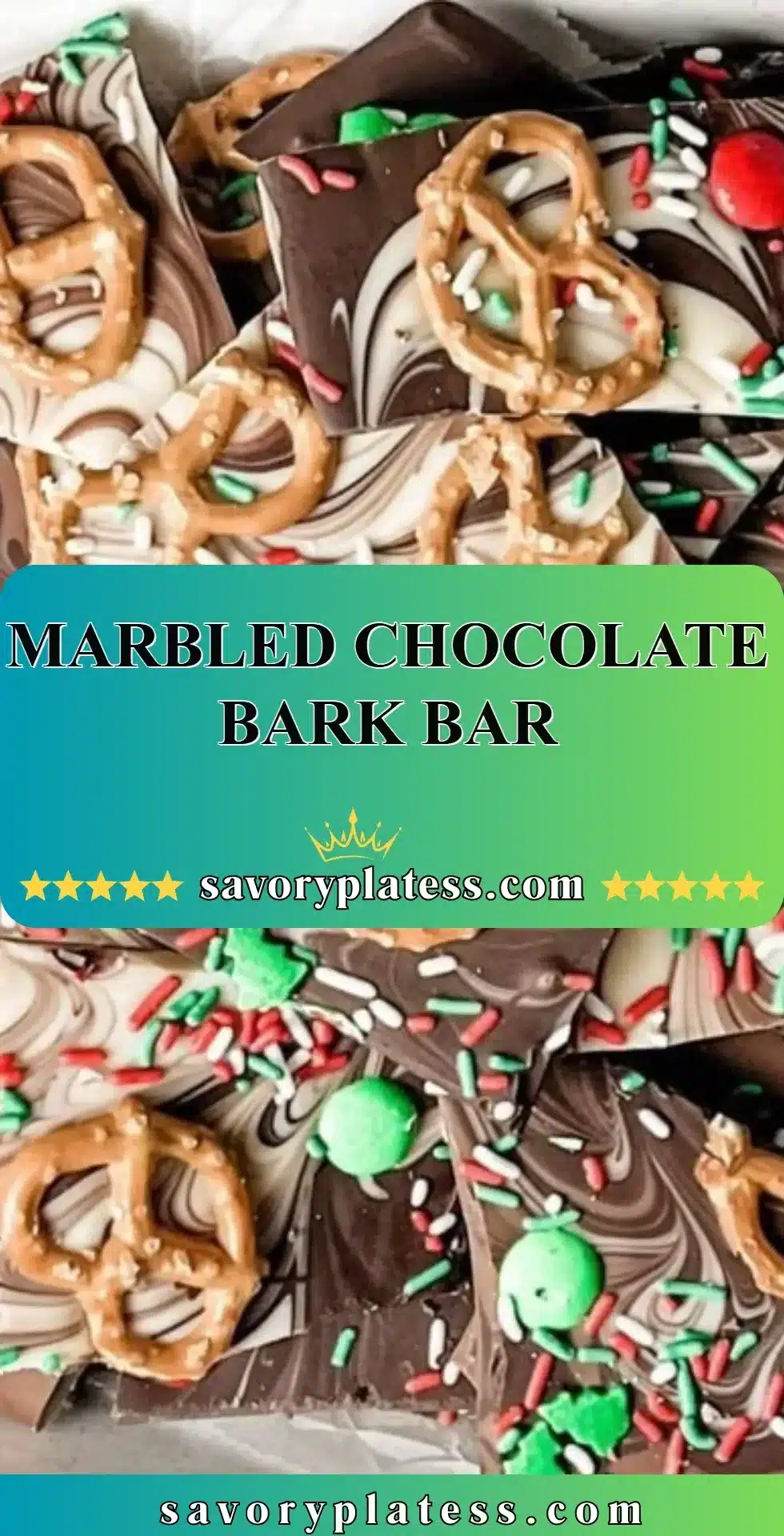 Marbled Chocolate Bark Bar 2 Marbled chocolate bark bar with layered chocolate varieties