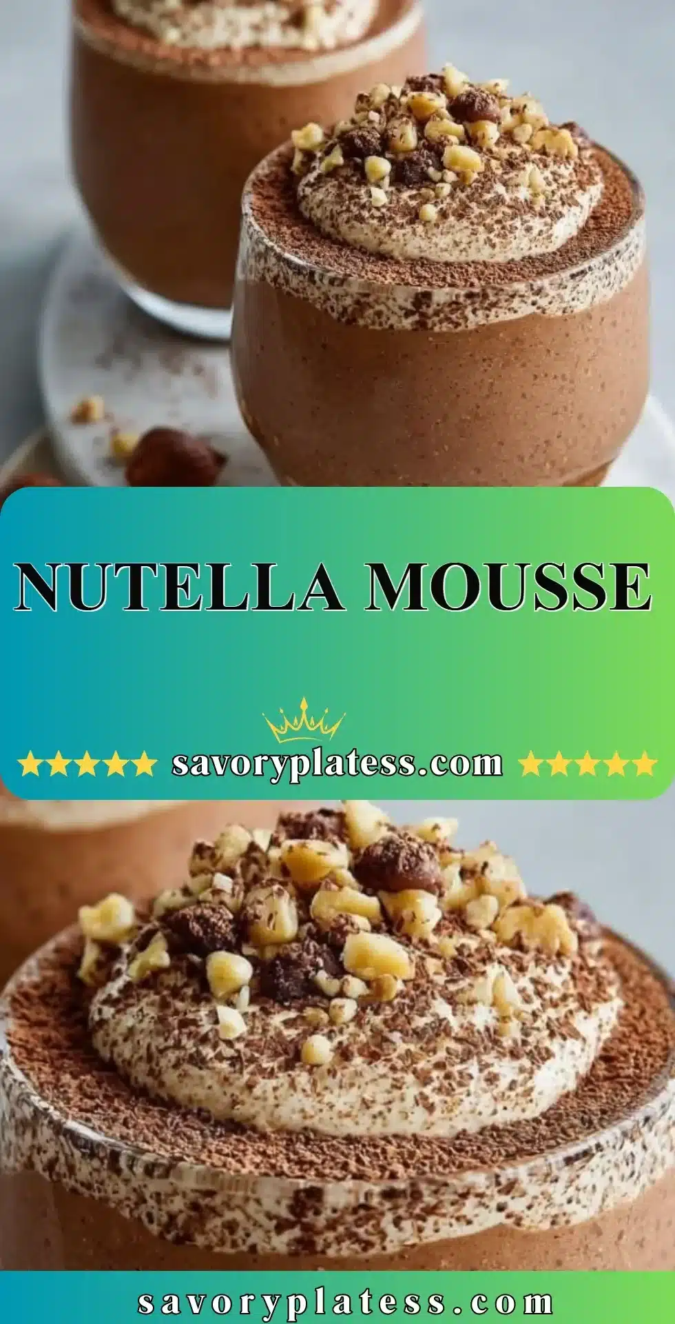 Nutella Mousse 2 Decadent Nutella Mousse dessert in a glass topped with chocolate shavings