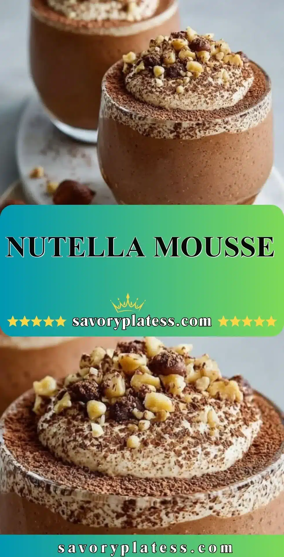 Nutella Mousse 2 Delicious bowl of Nutella Mousse topped with chocolate shavings and hazelnuts