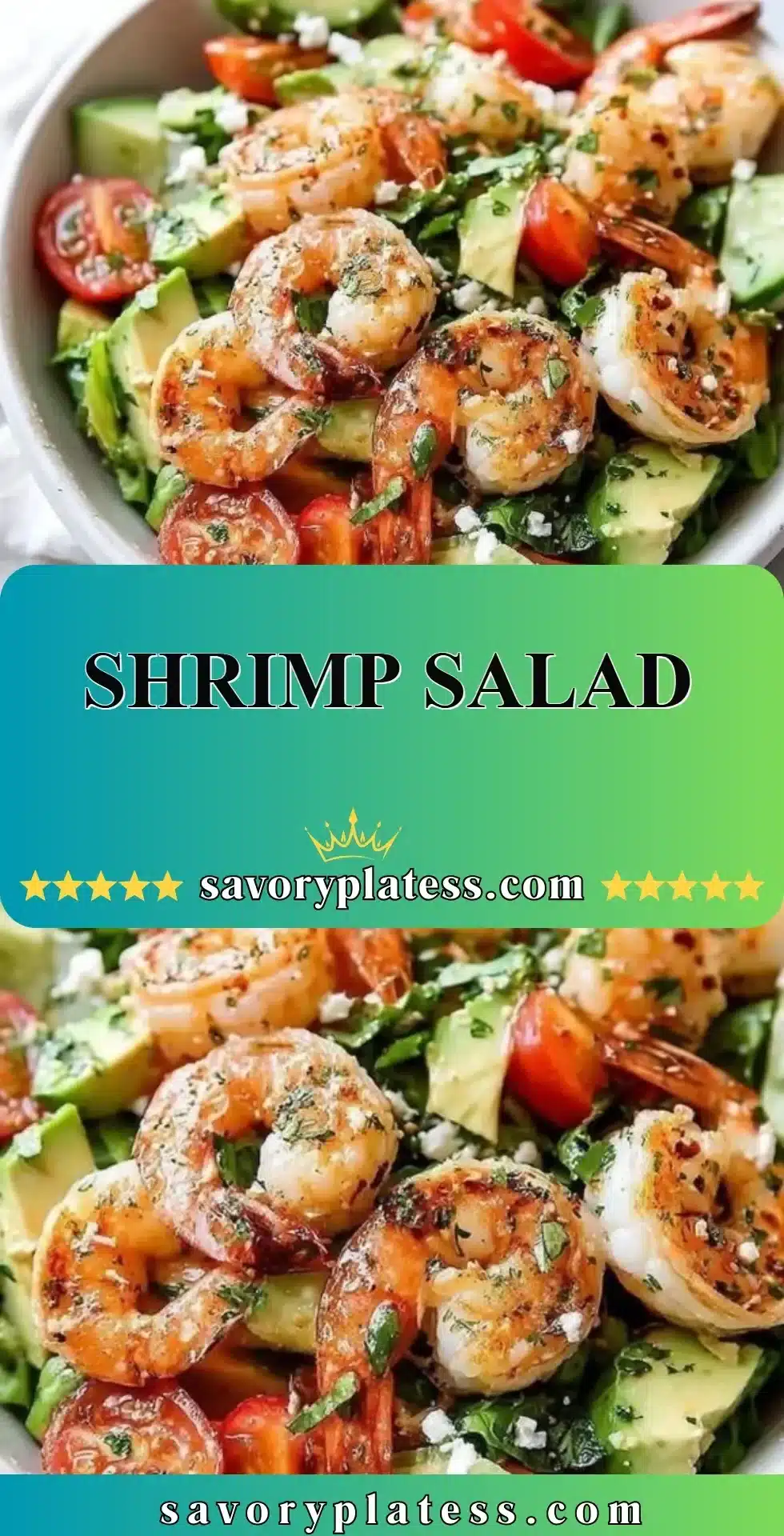 Shrimp Salad 2 Delicious shrimp salad with fresh greens and colorful vegetables