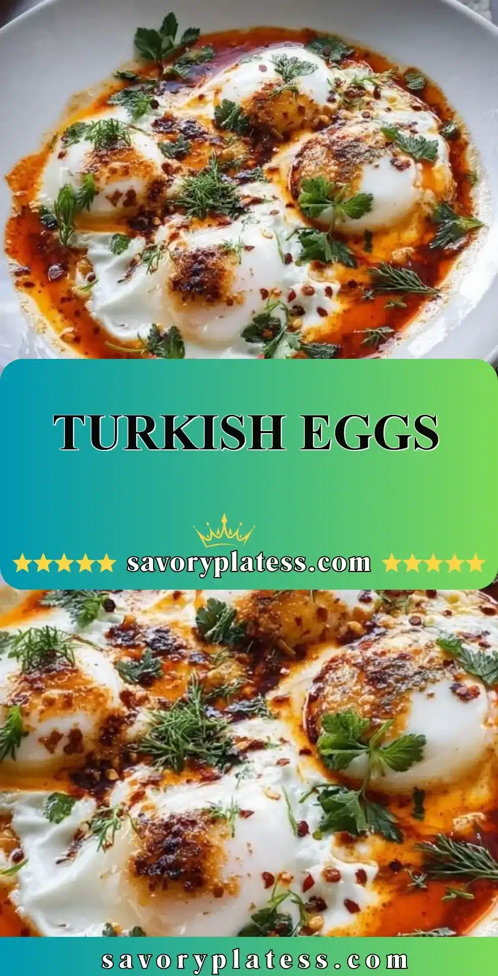 Turkish Eggs 2 Delicious Turkish eggs served with yogurt and spices for a flavorful brunch.
