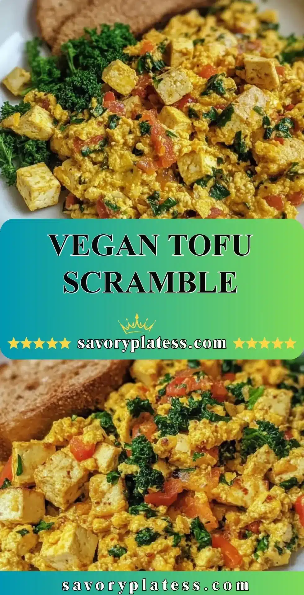Vegan Tofu Scramble 2 Delicious vegan tofu scramble served in a bowl with fresh vegetables