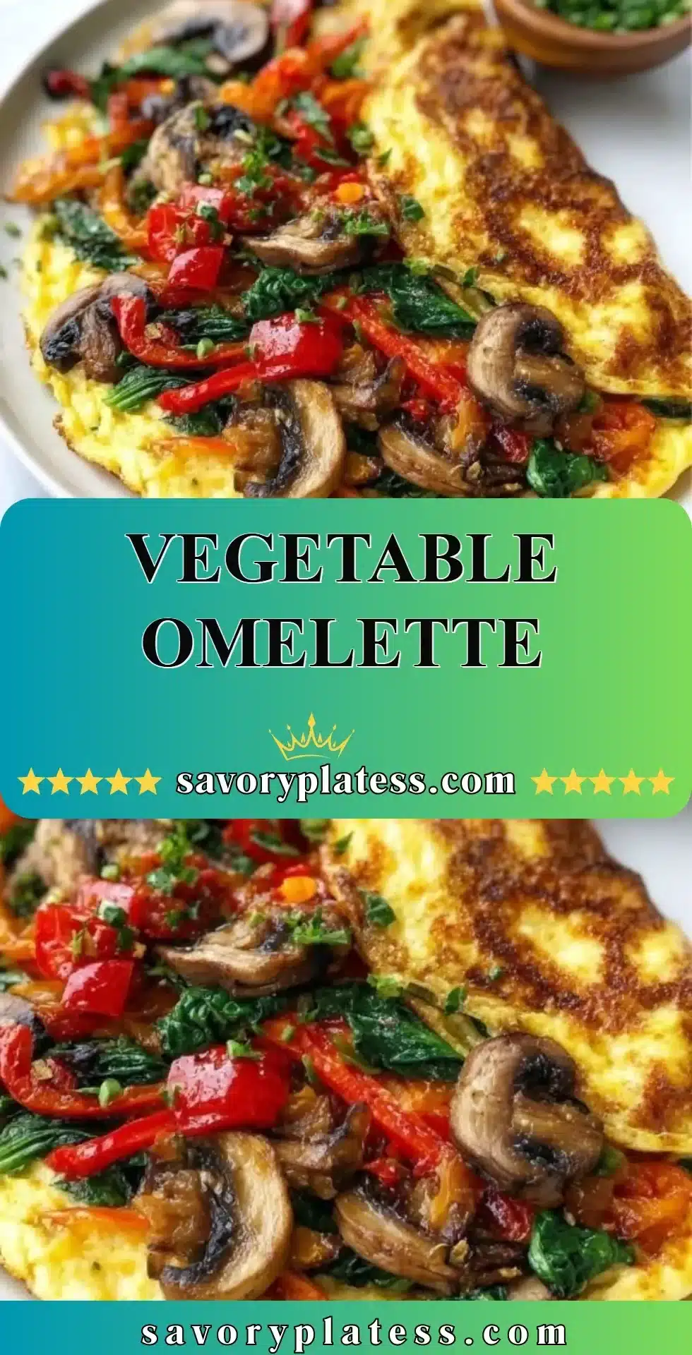 Delicious vegetable omelette with fresh vegetables and herbs