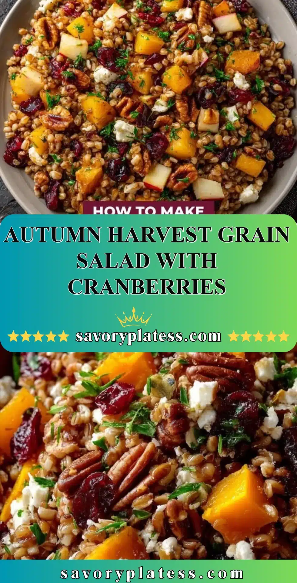 Autumn Harvest Grain Salad with Cranberries and fresh seasonal vegetables