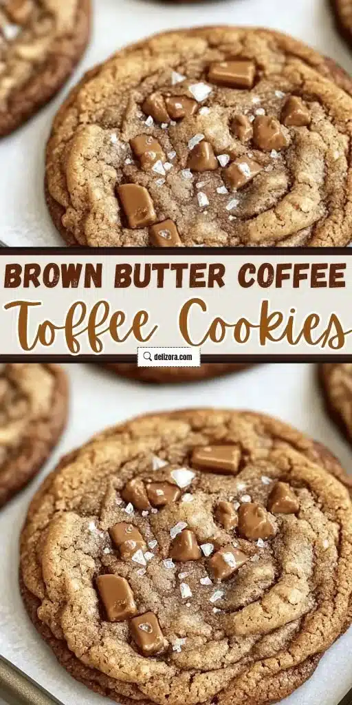 Brown Butter Coffee Toffee Cookies 2 Brown Butter Coffee Toffee Cookies on a plate, showcasing their golden-brown texture.