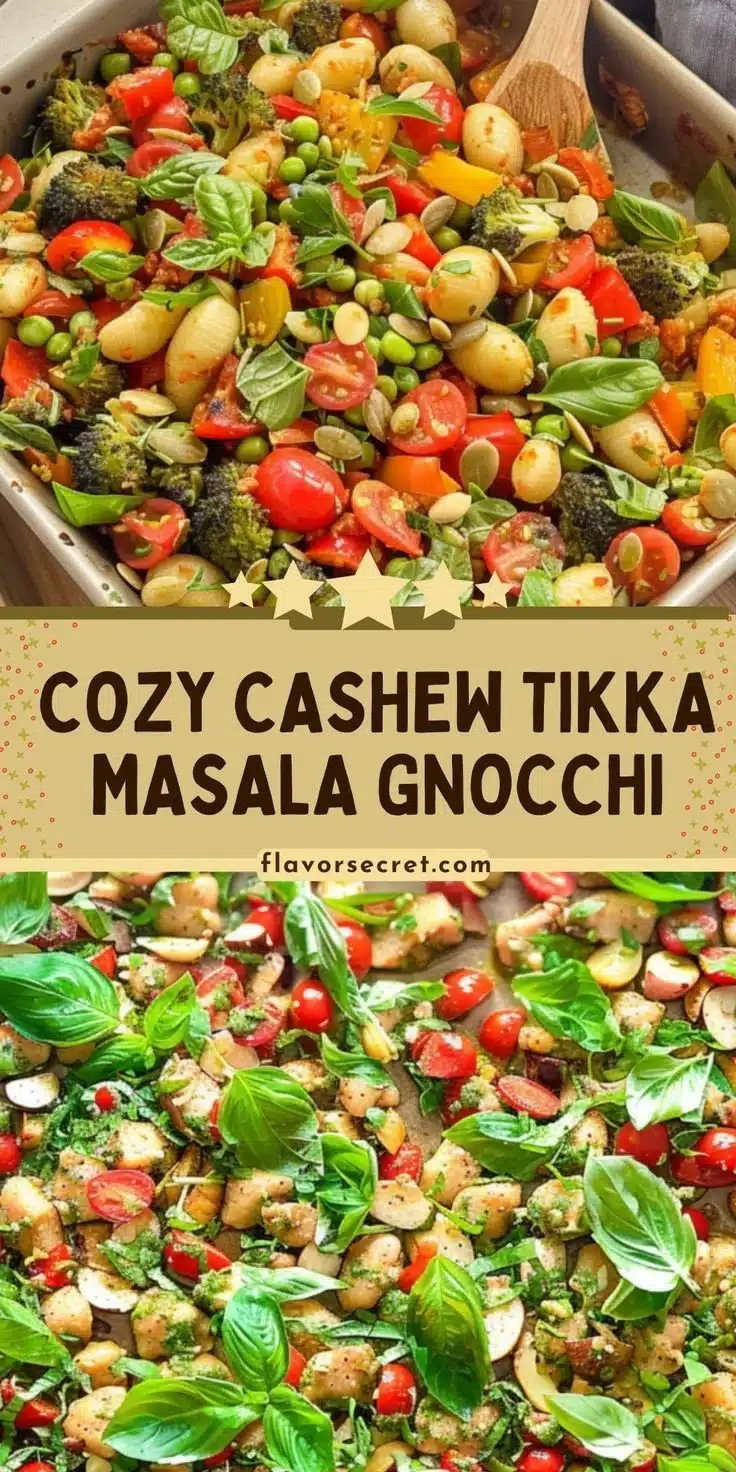 Cashew Tikka Masala Sheet Pan Gnocchi 2 Delicious Cashew Tikka Masala Sheet Pan Gnocchi dish showcasing vibrant flavors.