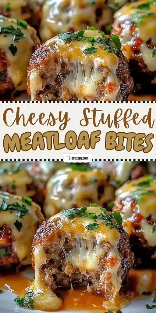Cheesy Stuffed Meatloaf Bites: The Ultimate Comfort Appetizer 2 Cheesy stuffed meatloaf bites served as the ultimate comfort appetizer