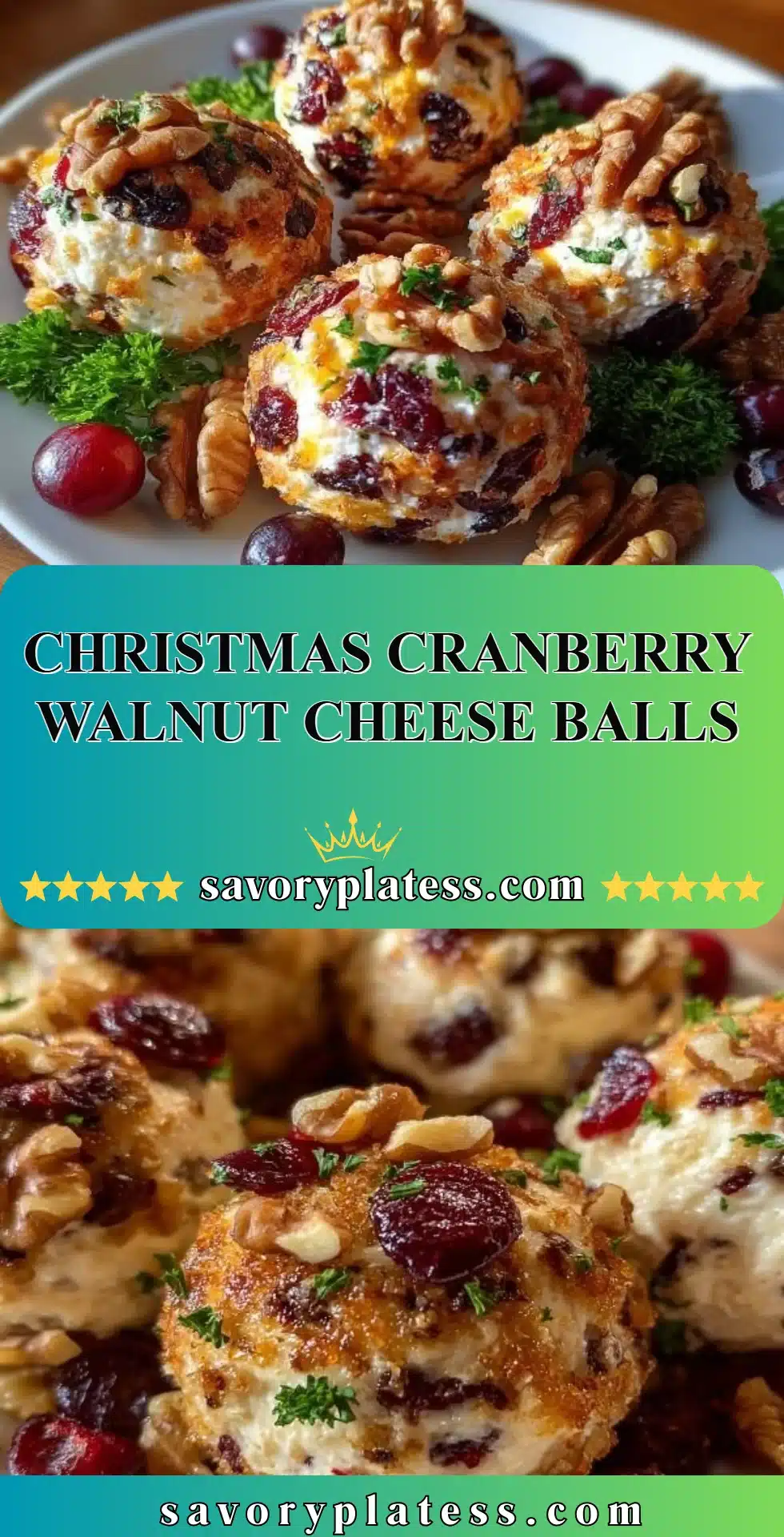 Christmas cranberry walnut cheese balls recipe for holiday gatherings