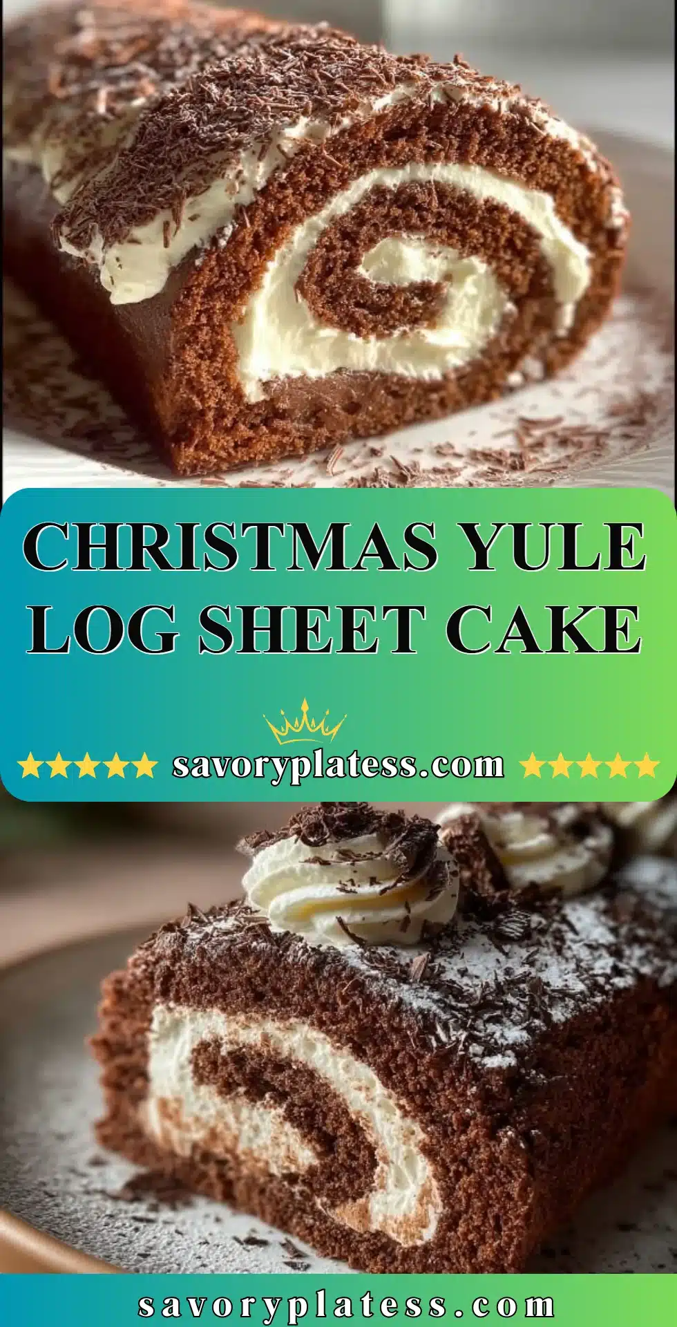 Christmas Yule Log Sheet Cake 2 Christmas Yule Log Sheet Cake decorated with festive details and ready to serve