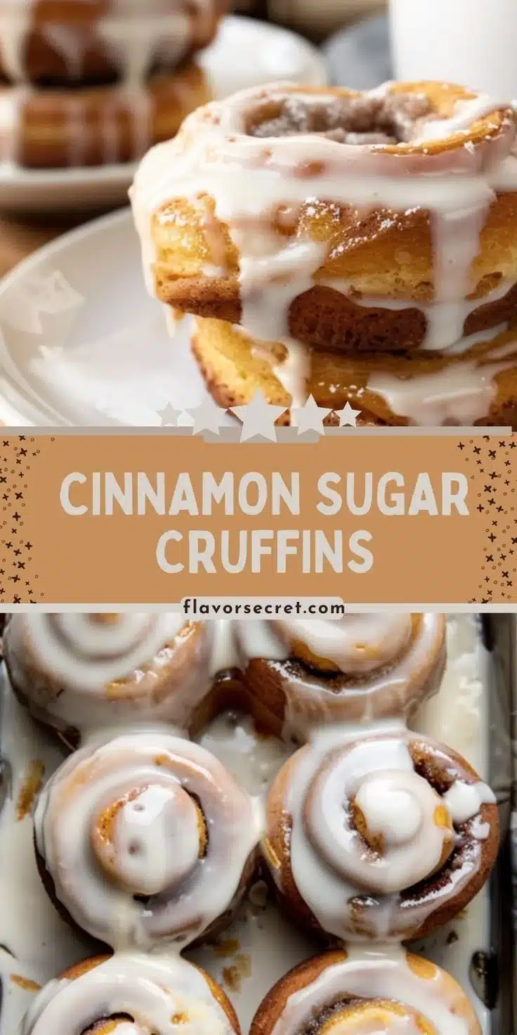 Cinnamon Sugar Cruffins with Vanilla Glaze 2 Delicious cinnamon sugar cruffins with a vanilla glaze on top