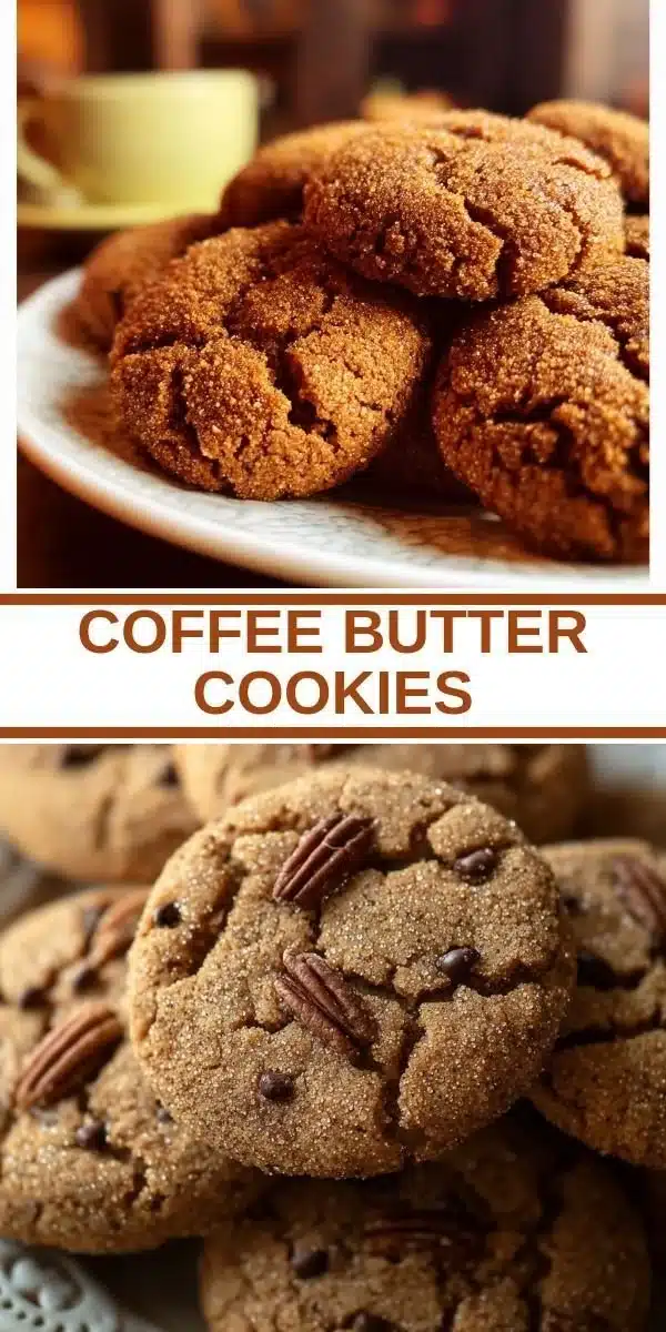Freshly baked coffee butter cookies with a rich coffee flavor and buttery texture.