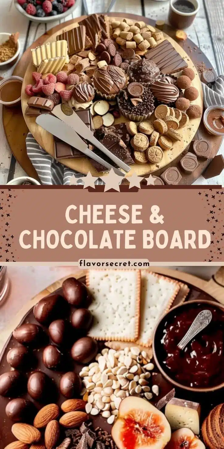 Delicious cheese chocolate board for gatherings and celebrations