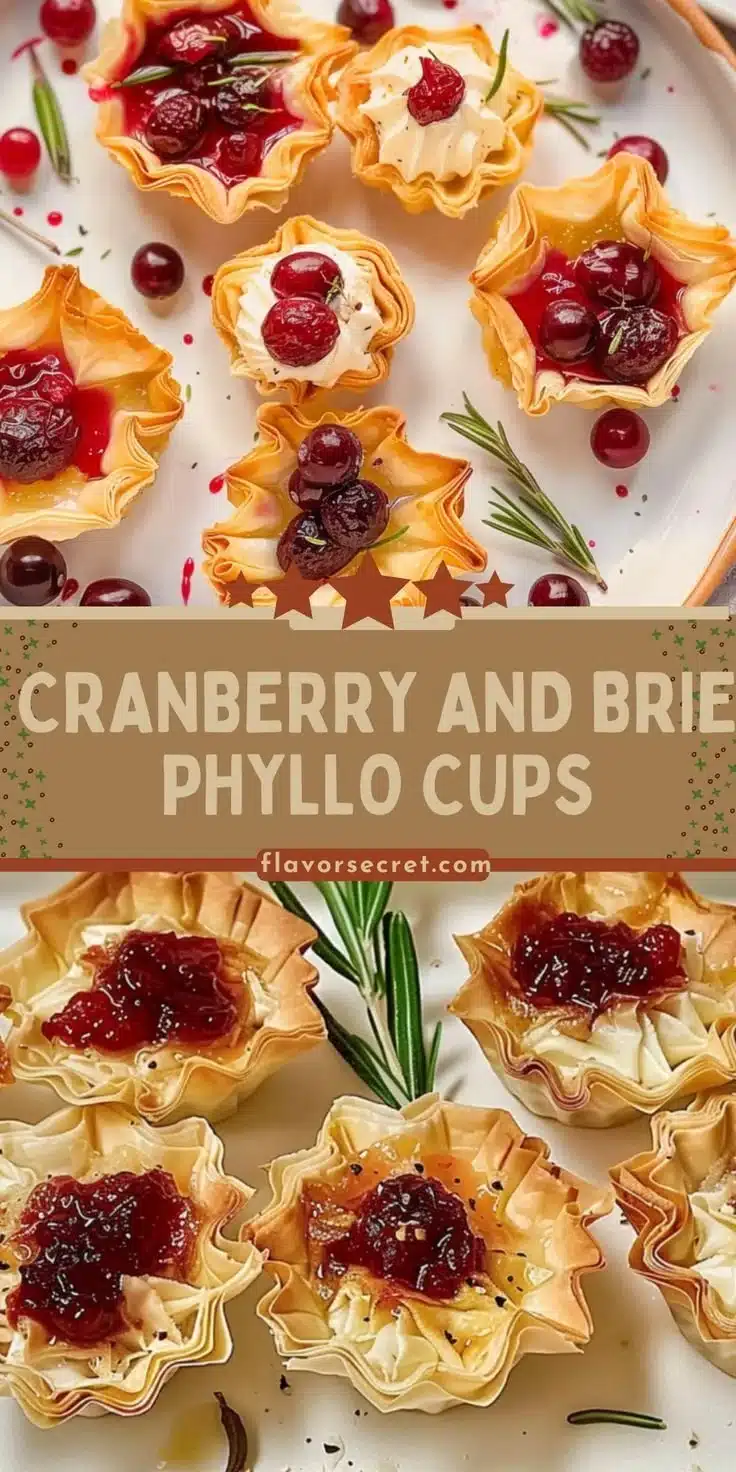 Cranberry and Brie Baked Phyllo Cups 2 Cranberry and Brie Baked Phyllo Cups served on a platter