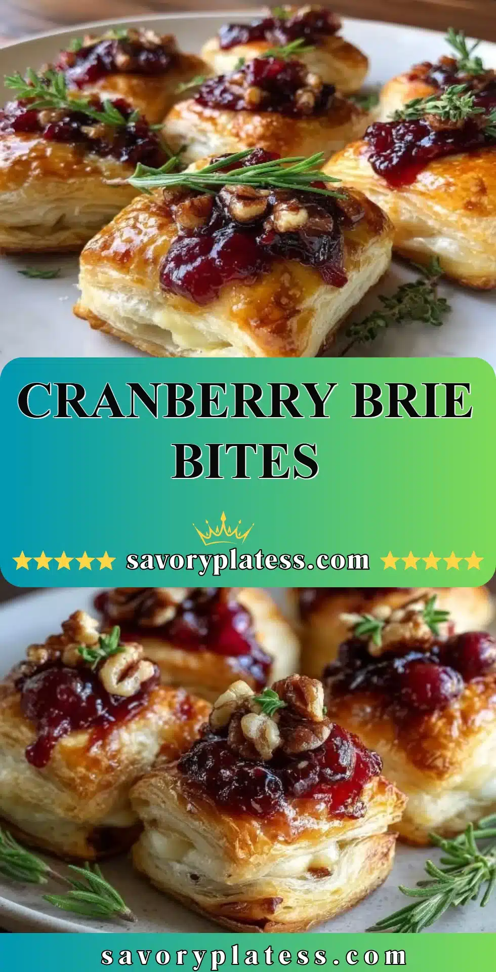 Delicious Cranberry Brie Bites served on a platter, perfect for appetizers.