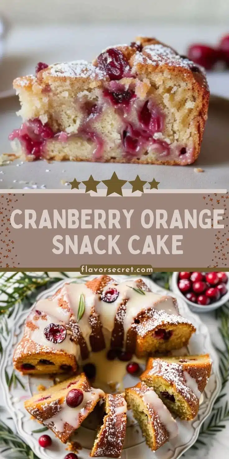 Delicious cranberry orange snack cake made with olive oil
