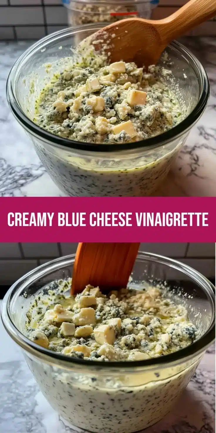 Creamy blue cheese vinaigrette drizzled over a fresh salad