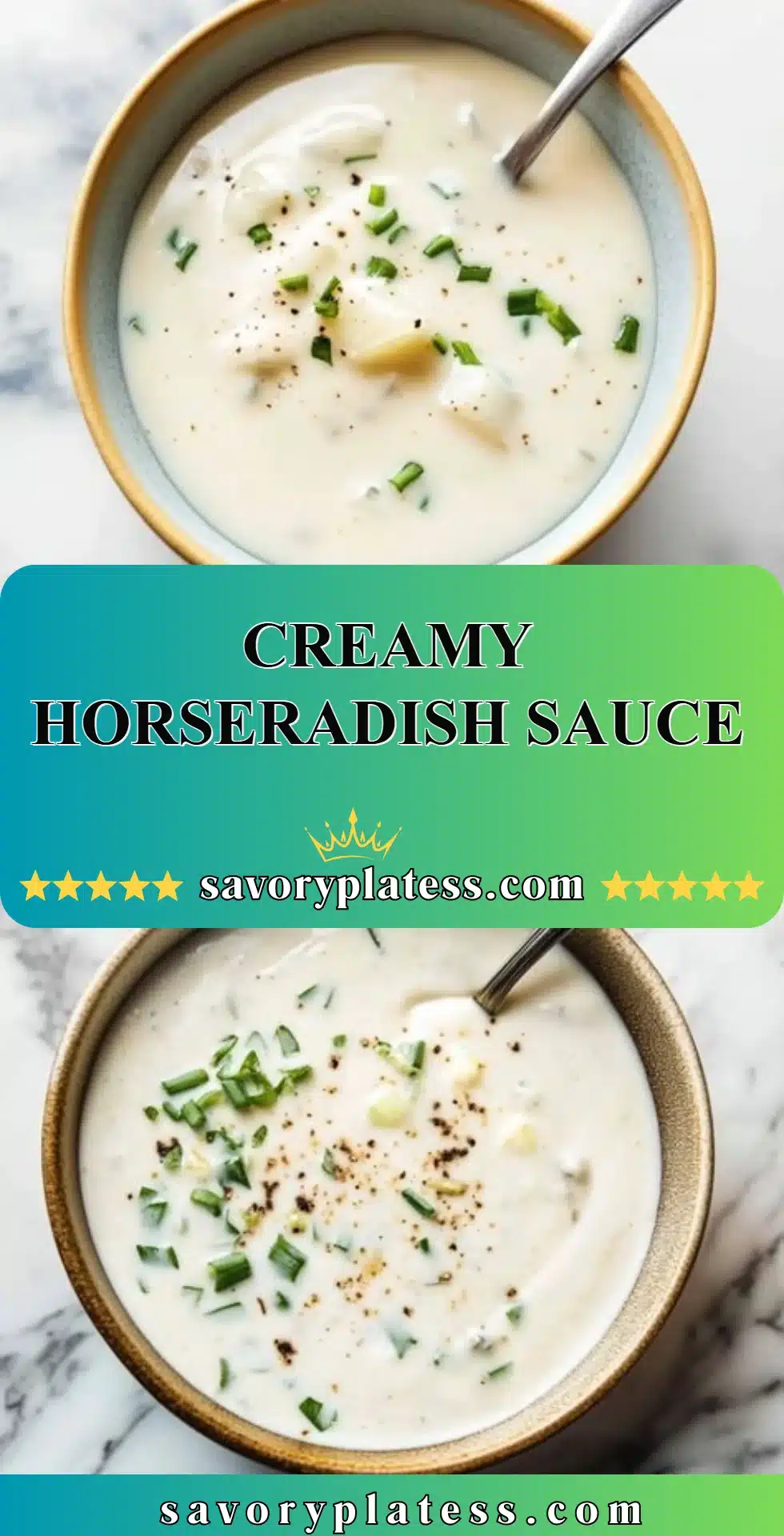 Creamy Horseradish Sauce 2 Delicious creamy horseradish sauce served in a bowl