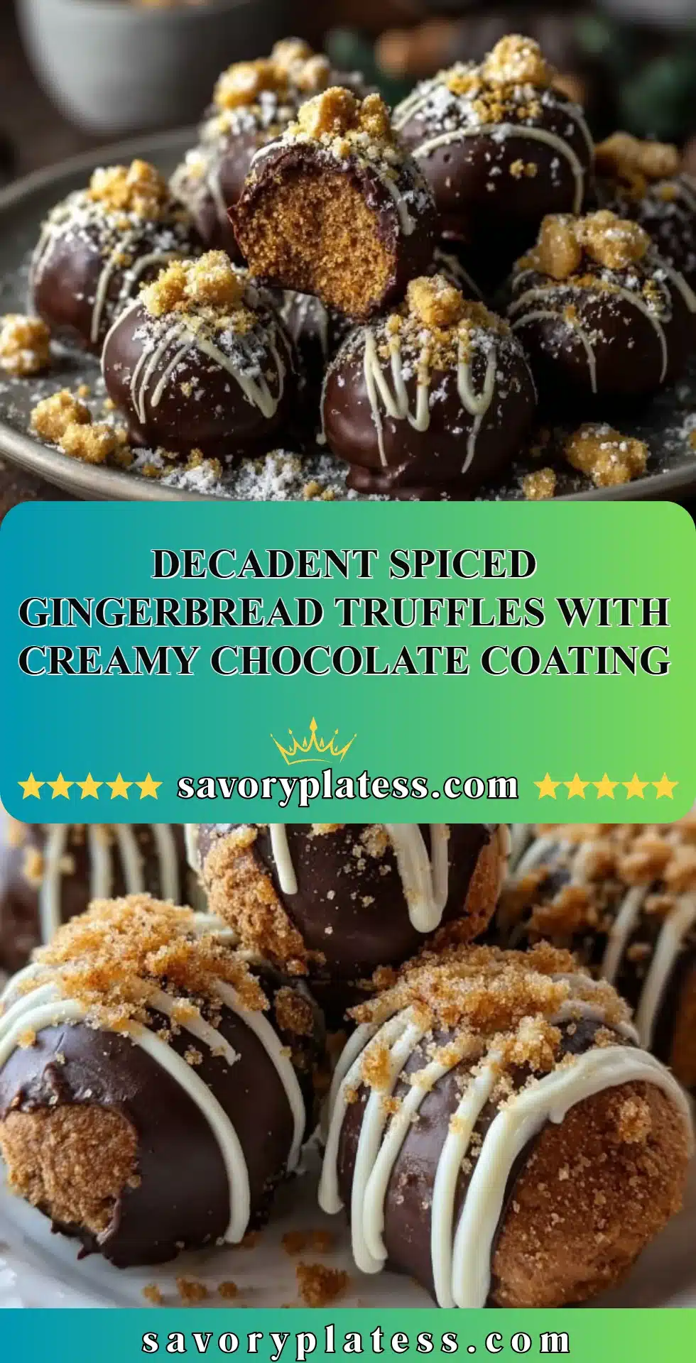 Decadent spiced gingerbread truffles with a creamy chocolate coating.