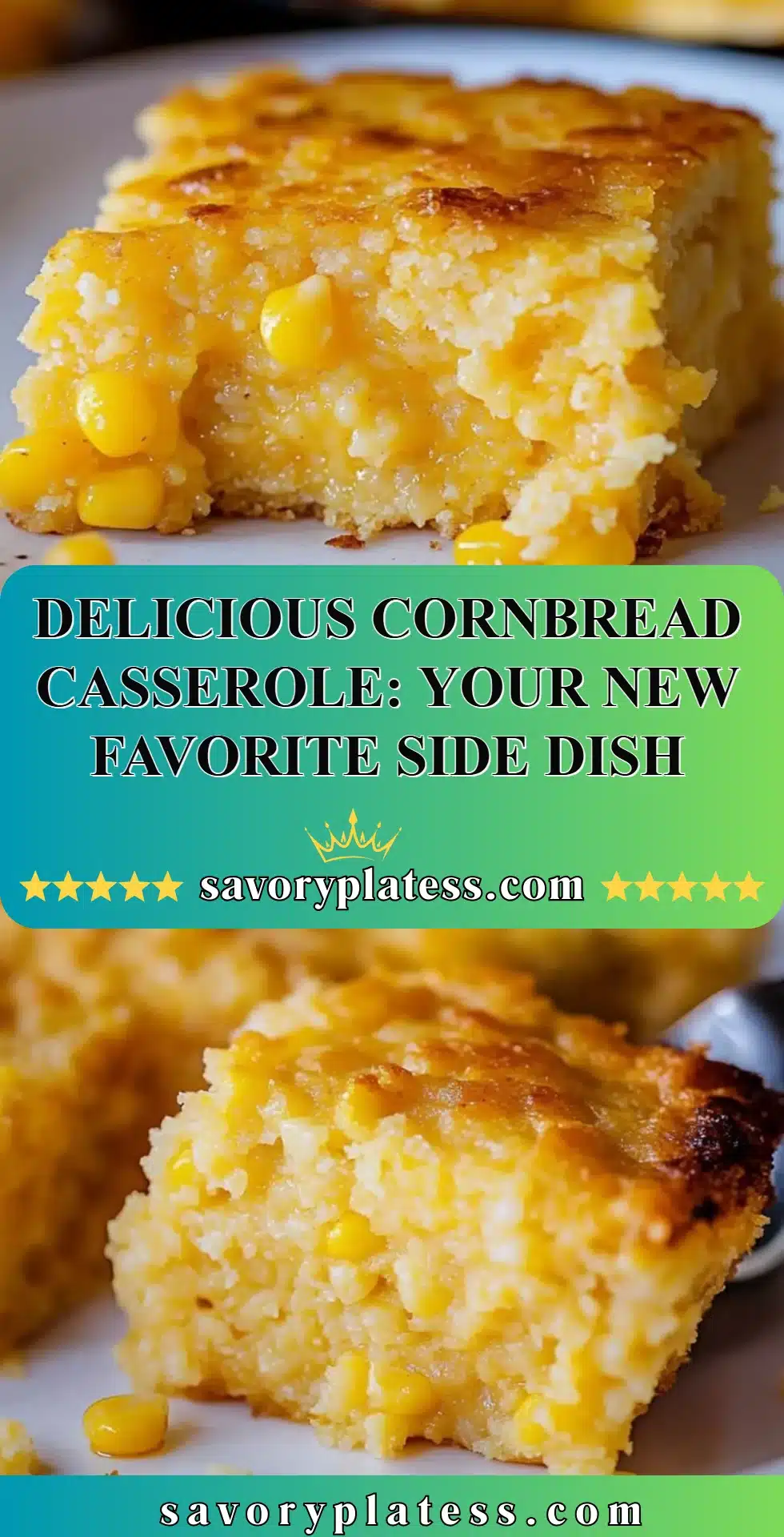 Delicious Cornbread Casserole: Your New Favorite Side Dish 2 Delicious cornbread casserole served in a dish alongside other side dishes