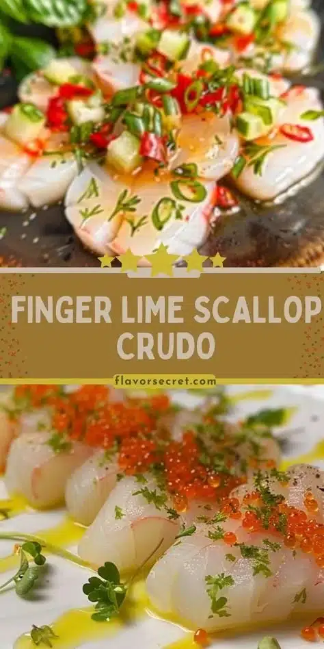 Finger Lime & Scallop Crudo 2 Delicious Finger Lime and Scallop Crudo garnished with fresh herbs