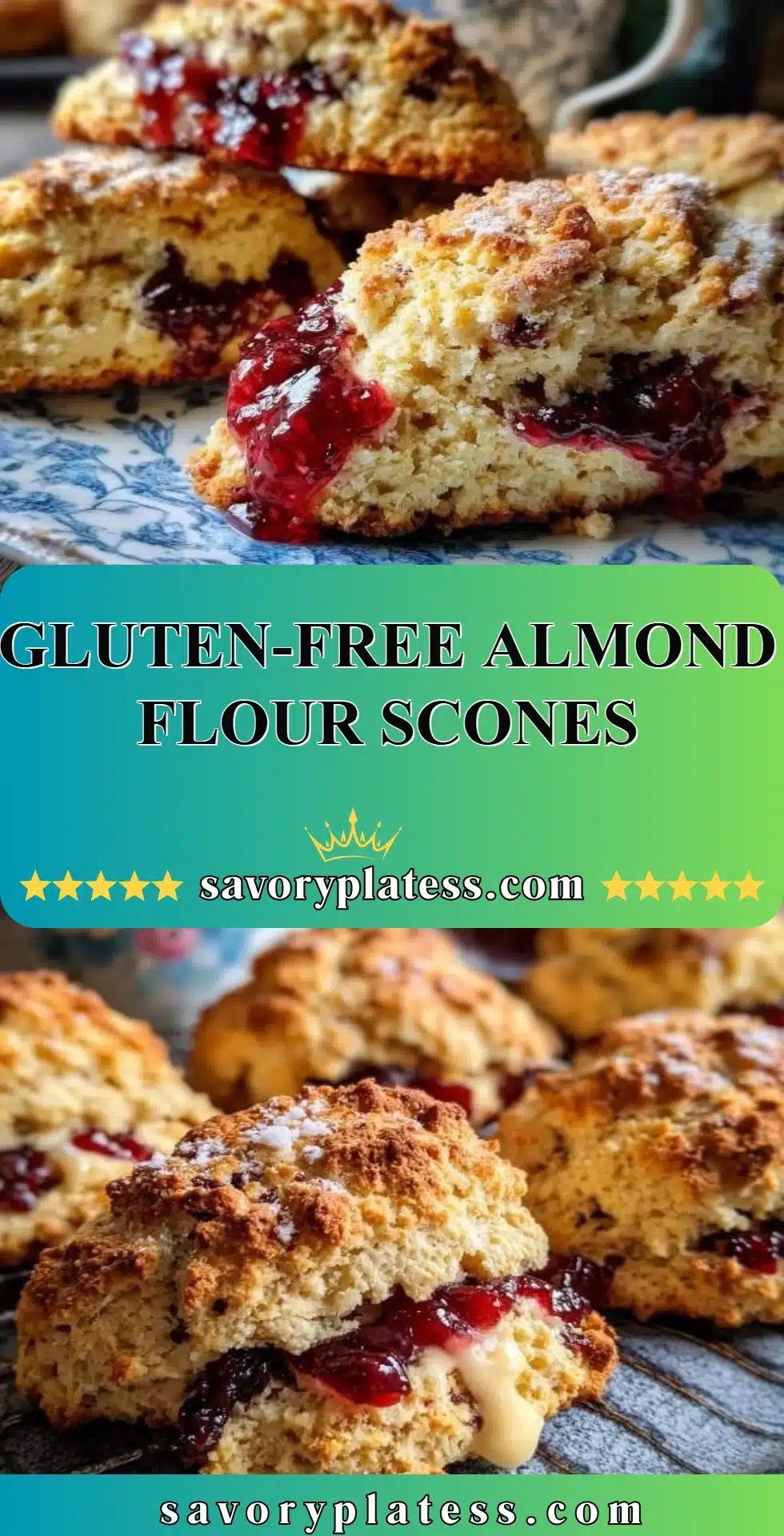 Gluten-Free Almond Flour Scones 2 Delicious gluten-free almond flour scones on a plate, ready to be enjoyed.