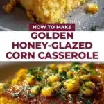 Delicious honey-glazed corn casserole dish ready to serve