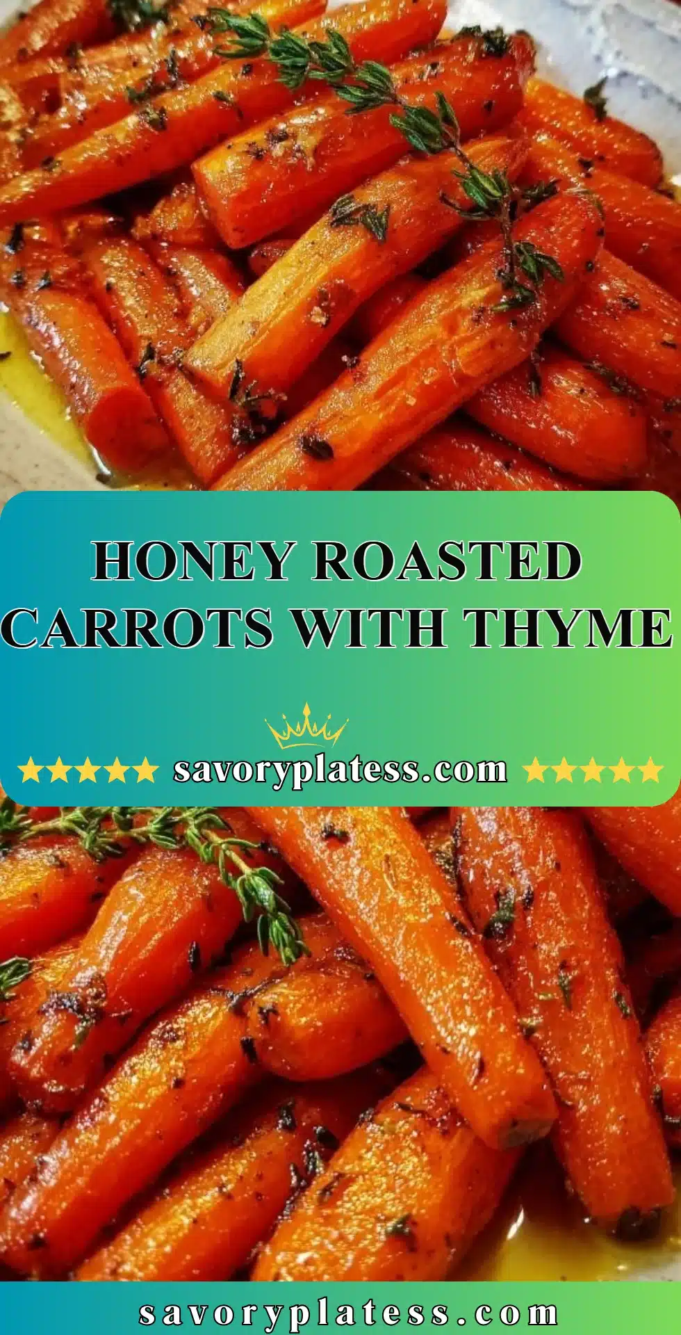 Honey roasted carrots with thyme served on a white plate