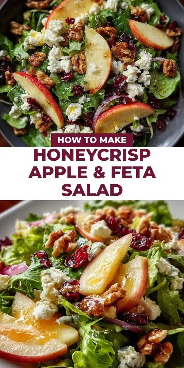 Honeycrisp Apple Salad with feta cheese and mixed greens