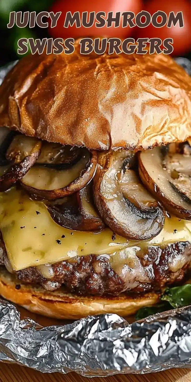 Juicy Mushroom and Swiss Burger Foil Packets That Wow! 2 Juicy mushroom and Swiss burger foil packets ready for grilling
