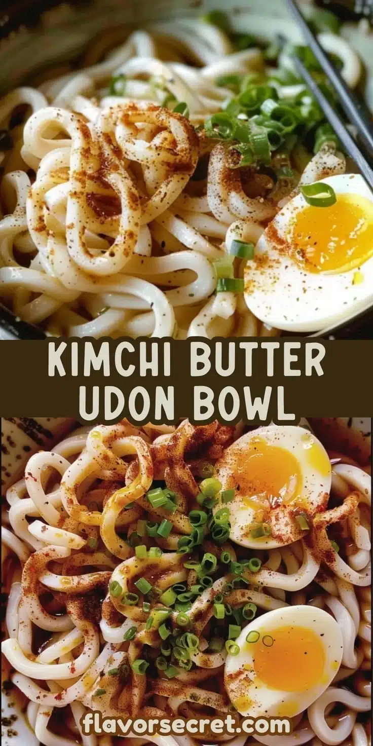 Kimchi Butter Udon with Soft Boiled Egg 2 Delicious bowl of Kimchi Butter Udon topped with a soft boiled egg