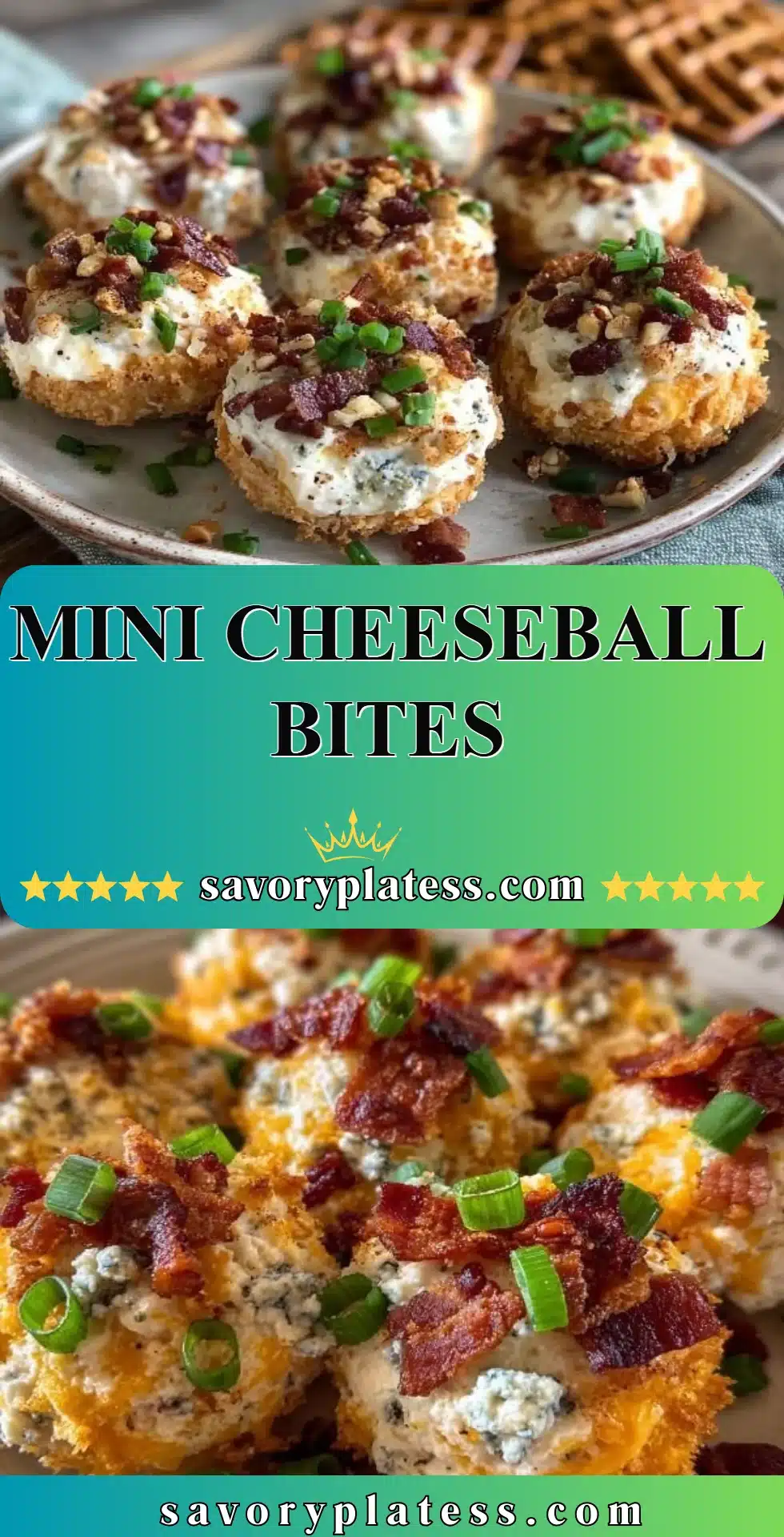 Plate of mini cheeseball bites served with crackers.