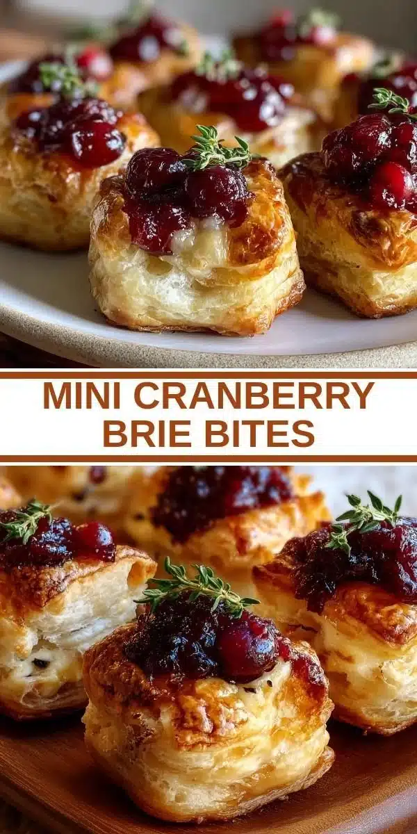 Delicious Mini Cranberry Brie Bites served on a platter for a festive gathering.