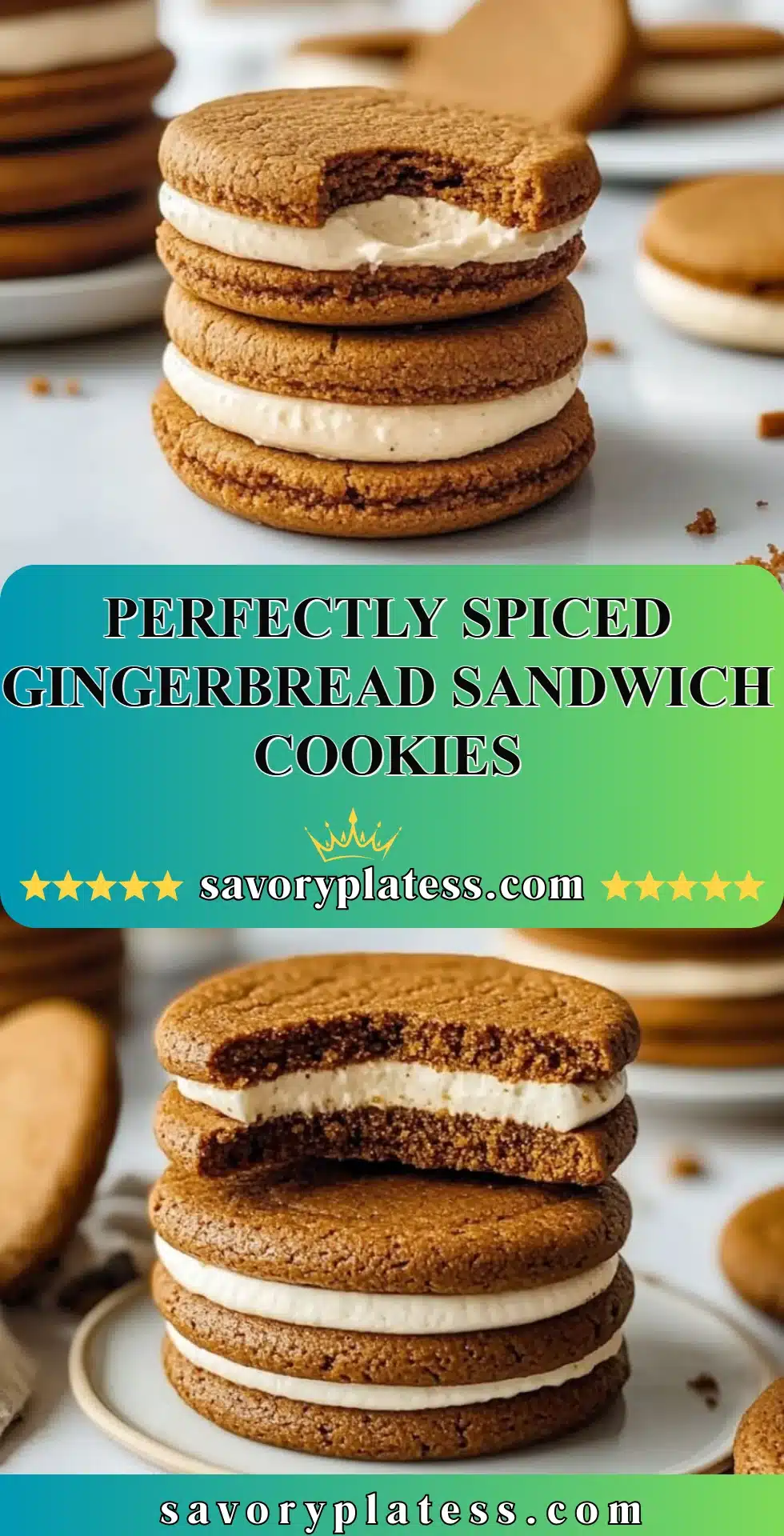 Perfectly Spiced Gingerbread Sandwich Cookies 2 Perfectly spiced gingerbread sandwich cookies decorated for the holidays