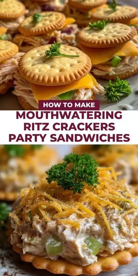 Ritz Cracker Party Sandwiches 2 Ritz Cracker party sandwiches filled with delicious ingredients for gatherings