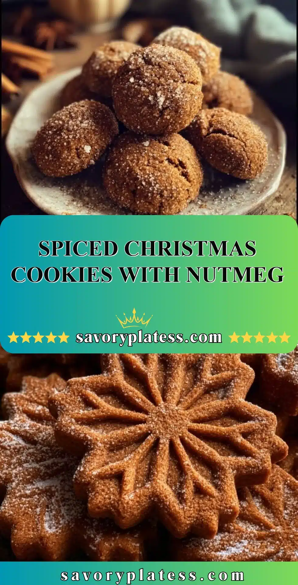Spiced Christmas Cookies with Nutmeg 2 Delicious spiced Christmas cookies with nutmeg on a festive plate