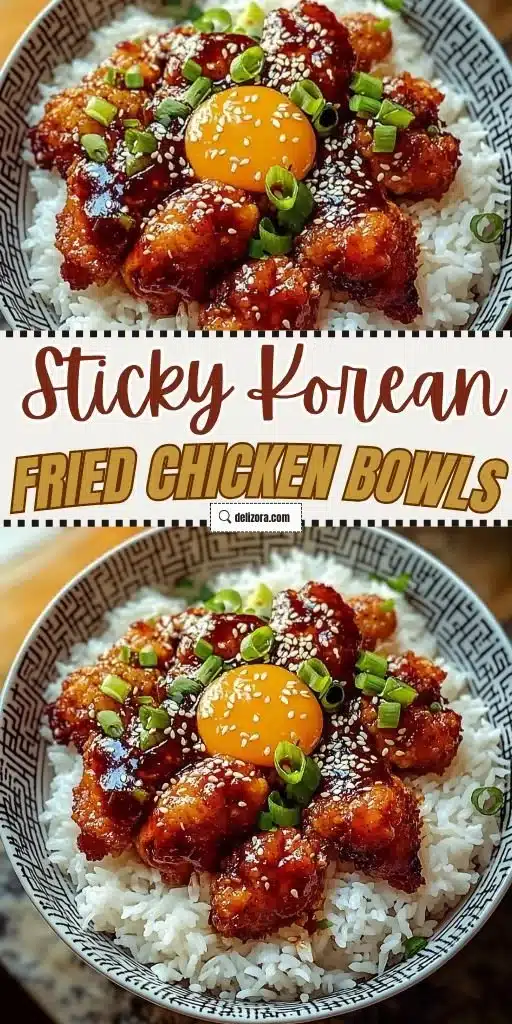 Sticky Korean Fried Chicken and Rice Bowls You'll Crave 2 Delicious sticky Korean fried chicken served over rice in a vibrant bowl