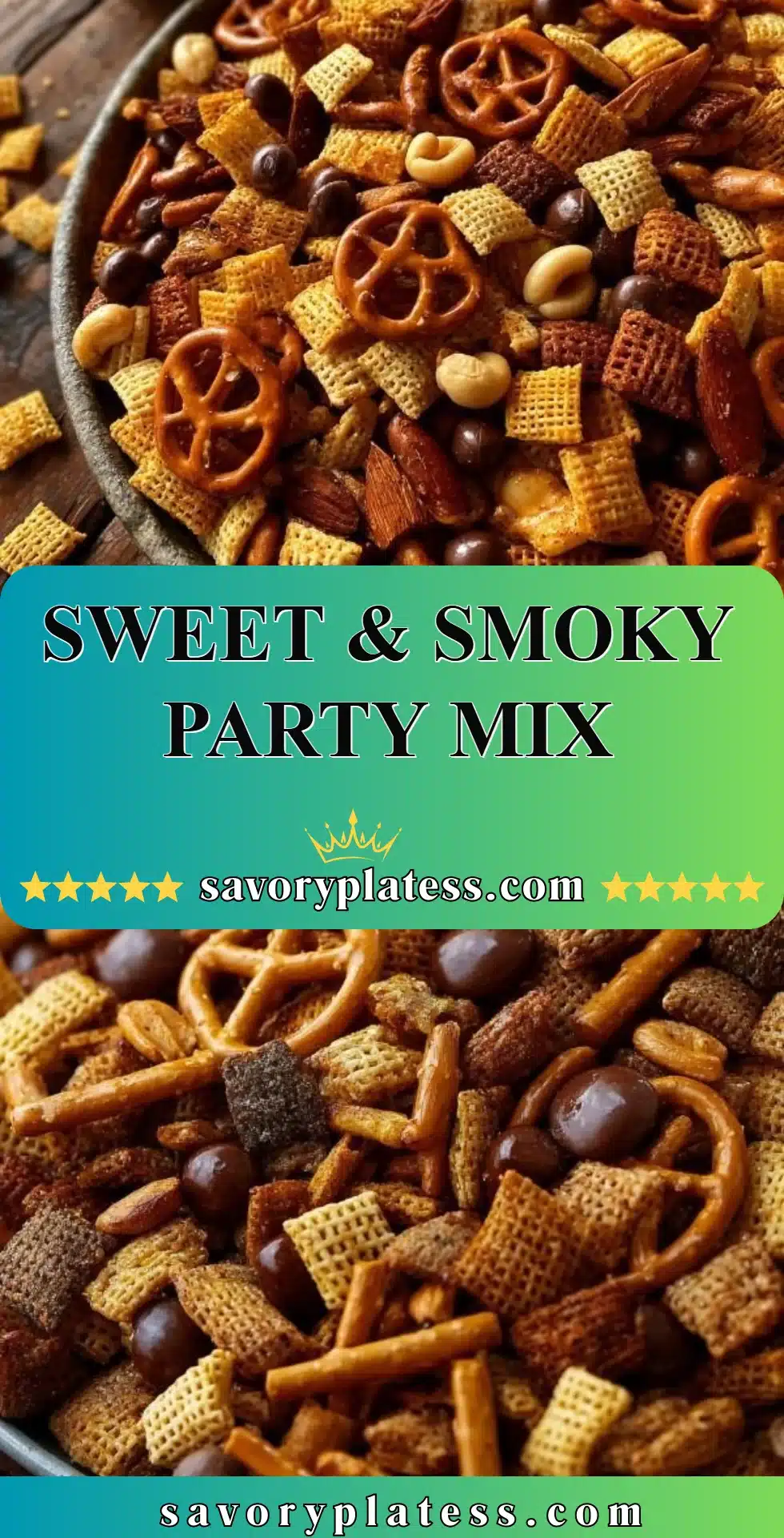 Sweet & Smoky Party Mix 2 Sweet and Smoky Party Mix snack for gatherings and celebrations