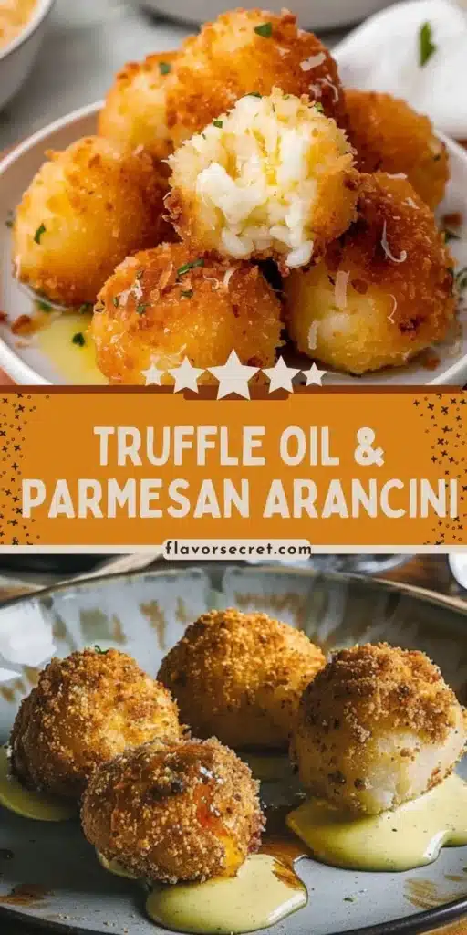 Crispy Truffle Oil and Parmesan Rice Balls served with a dipping sauce
